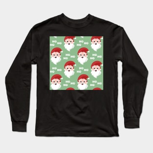 Seamless Christmas pattern with Santa Claus cartoon character Long Sleeve T-Shirt